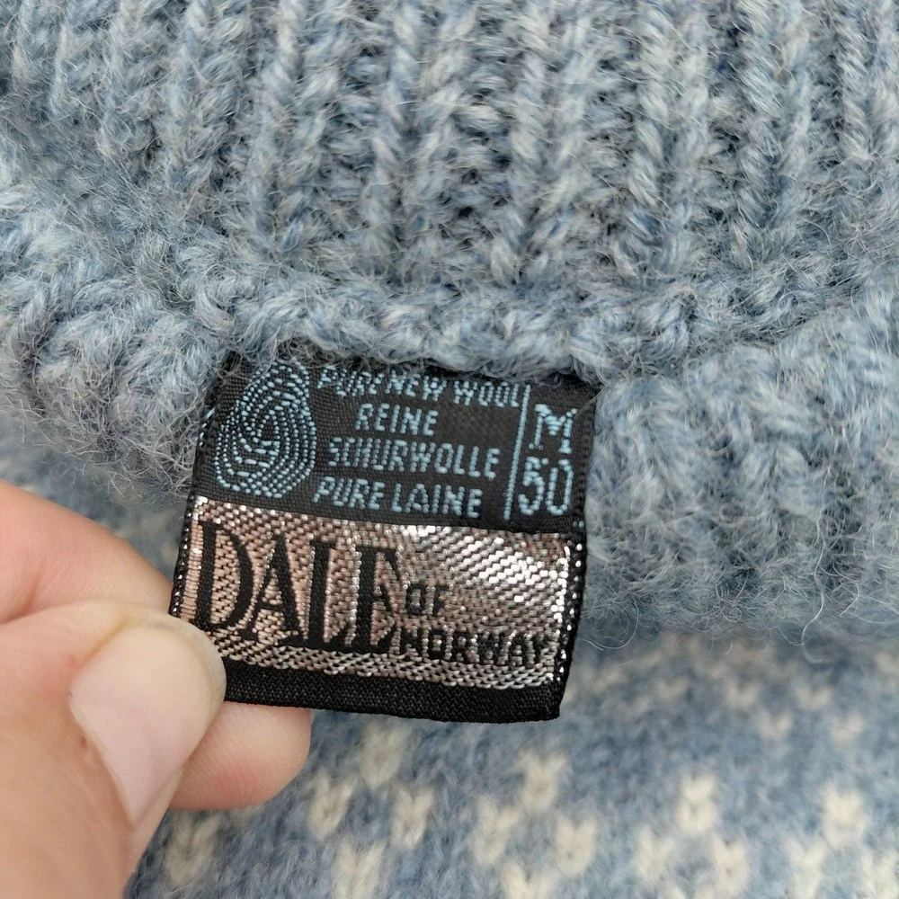 Vtg Dale Of Norway 100% Wool Mens M Sweater Crew Neck Blue Nordic Fair Isle